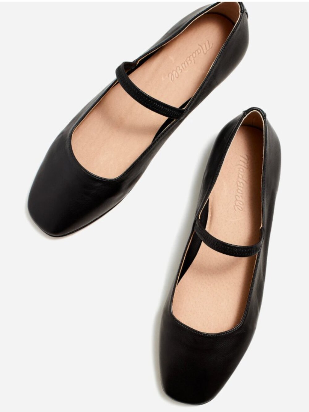 Madewell – The Greta Ballet Flats in Leather – True Black – Size 7